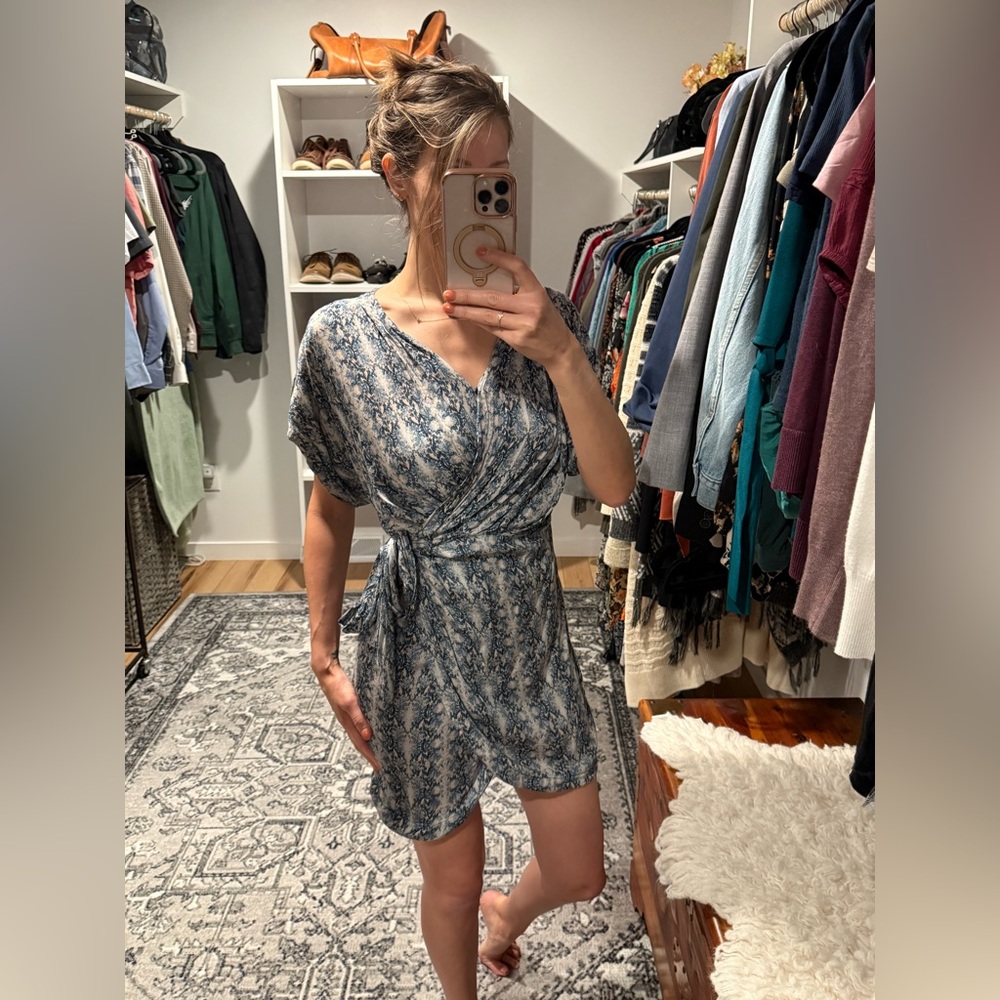 VICI Blue Snake Print Mini Wrap Dress Size Medium